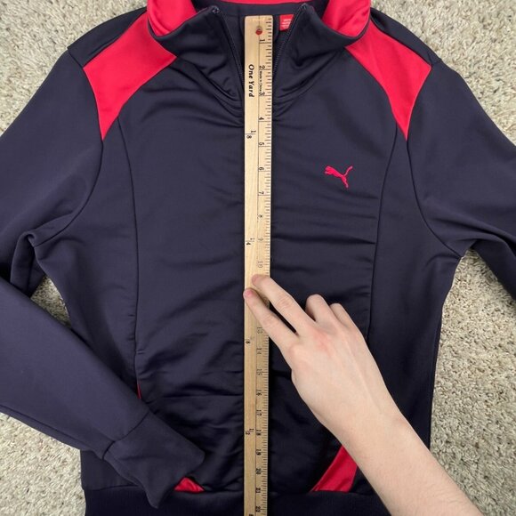 PUMA Track Jacket Women's Medium Full Zip Long Sleeve Red/pink Purple W Logo - Picture 2 of 14